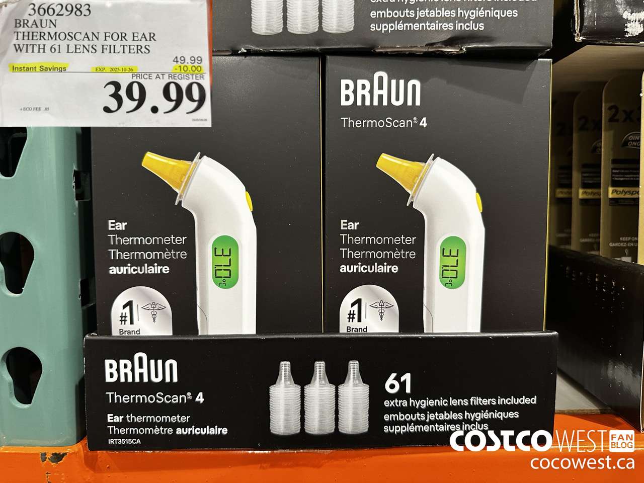 3662983 BRAUN THERMOSCAN4 EAR T12108P540 THERMOMETER ($10.00 INSTANT SAVINGS EXPIRES ON 2025-10-26) $39.99