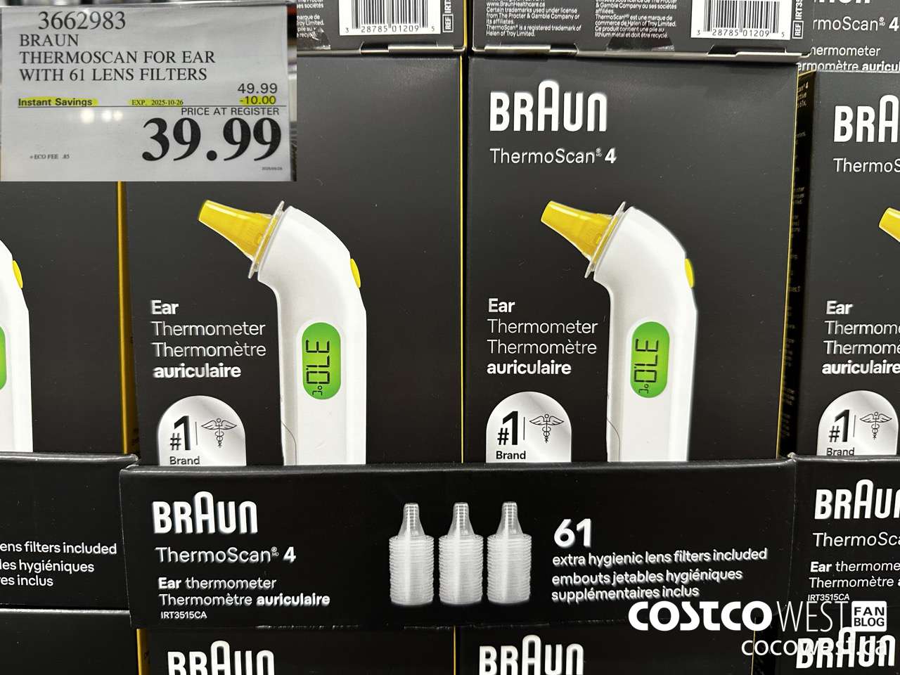 3662983 BRAUN THERMOSCAN4 EAR T12108P540 THERMOMETER ($10.00 INSTANT SAVINGS EXPIRES ON 2025-10-26) $39.99