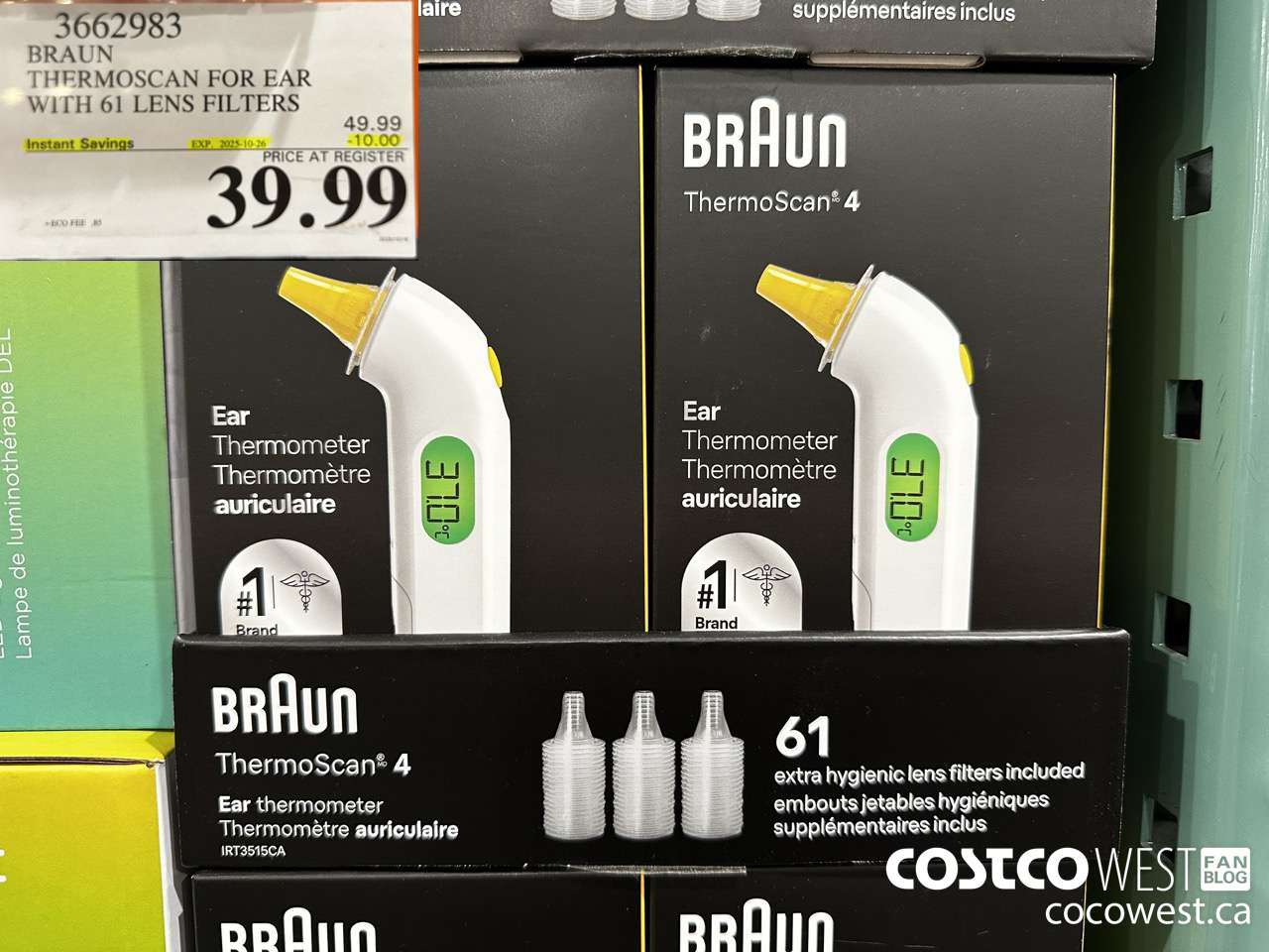 3662983 BRAUN THERMOSCAN4 EAR T12108P540 THERMOMETER ($10.00 INSTANT SAVINGS EXPIRES ON 2025-10-26) $39.99