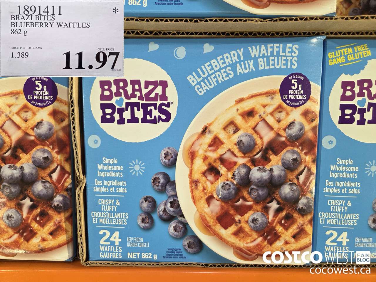 1891411 BRAZI BITEST BLUEBERRY WAFFLES 862G $11.97