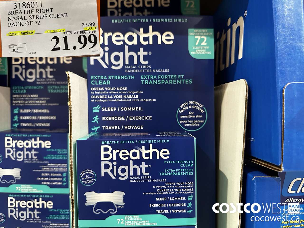 3186011 BREATHE RIGHT NASAL STRIPS EXT CLEAR PACK OF 72 ($6.00 INSTANT SAVINGS EXPIRES ON 2025-10-26) $21.99