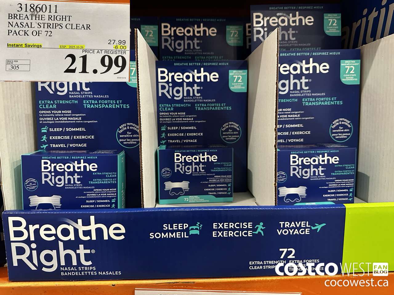 3186011 BREATHE RIGHT NASAL STRIPS EXT CLEAR PACK OF 72 ($6.00 INSTANT SAVINGS EXPIRES ON 2025-10-26) $21.99