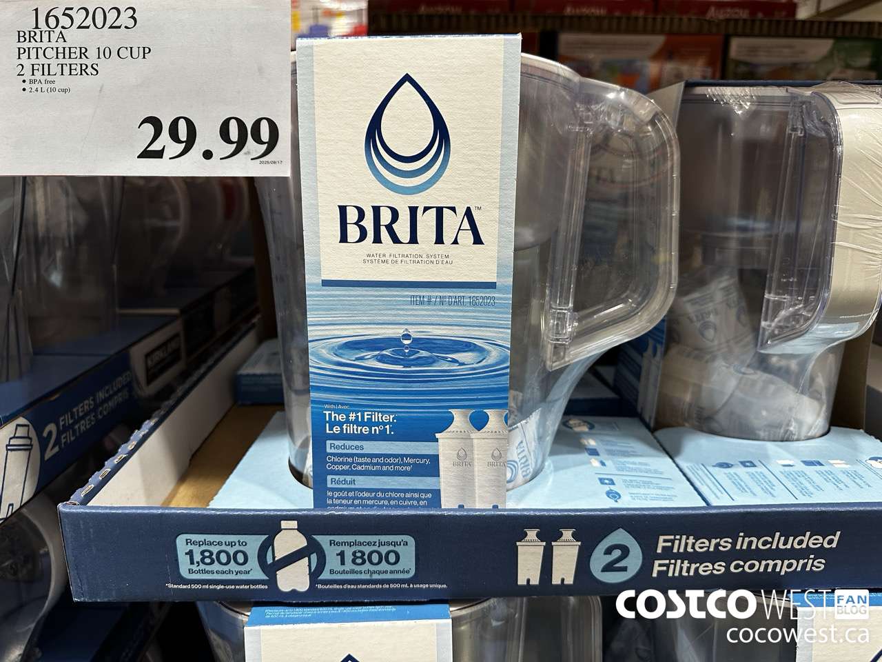 1652023 BRITA PITCHER 10 CUP 2 FILTERS $29.99