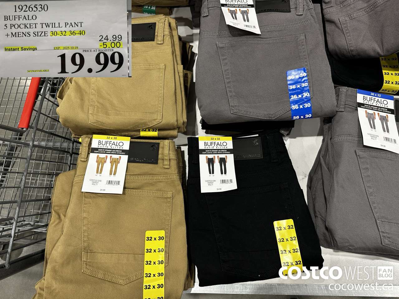 1926530 BUFFALO 5 POCKET TWILL PANT MENS SIZES 30-32 36-40 ($5.00 INSTANT SAVINGS EXPIRES ON 2025-10-19) $19.99