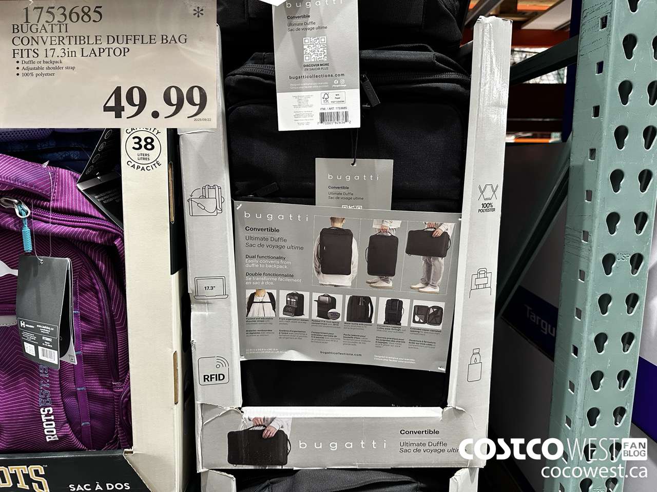 1753685 BUGATTI CONVERTIBLE DUFFLE BAG 17.3IN LAPTOP $49.99