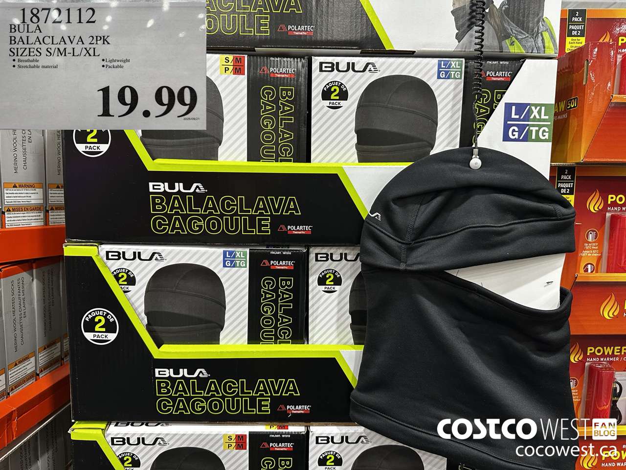 1872112 BULA BALACLAVA 2PK SIZES S/M-L/XL $19.99