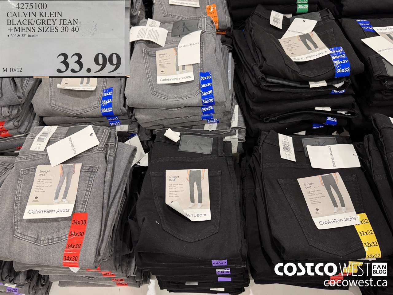 4275100 CALVIN KLEIN BLACK/GREY JEAN MENS SIZES 30-42  $33.99