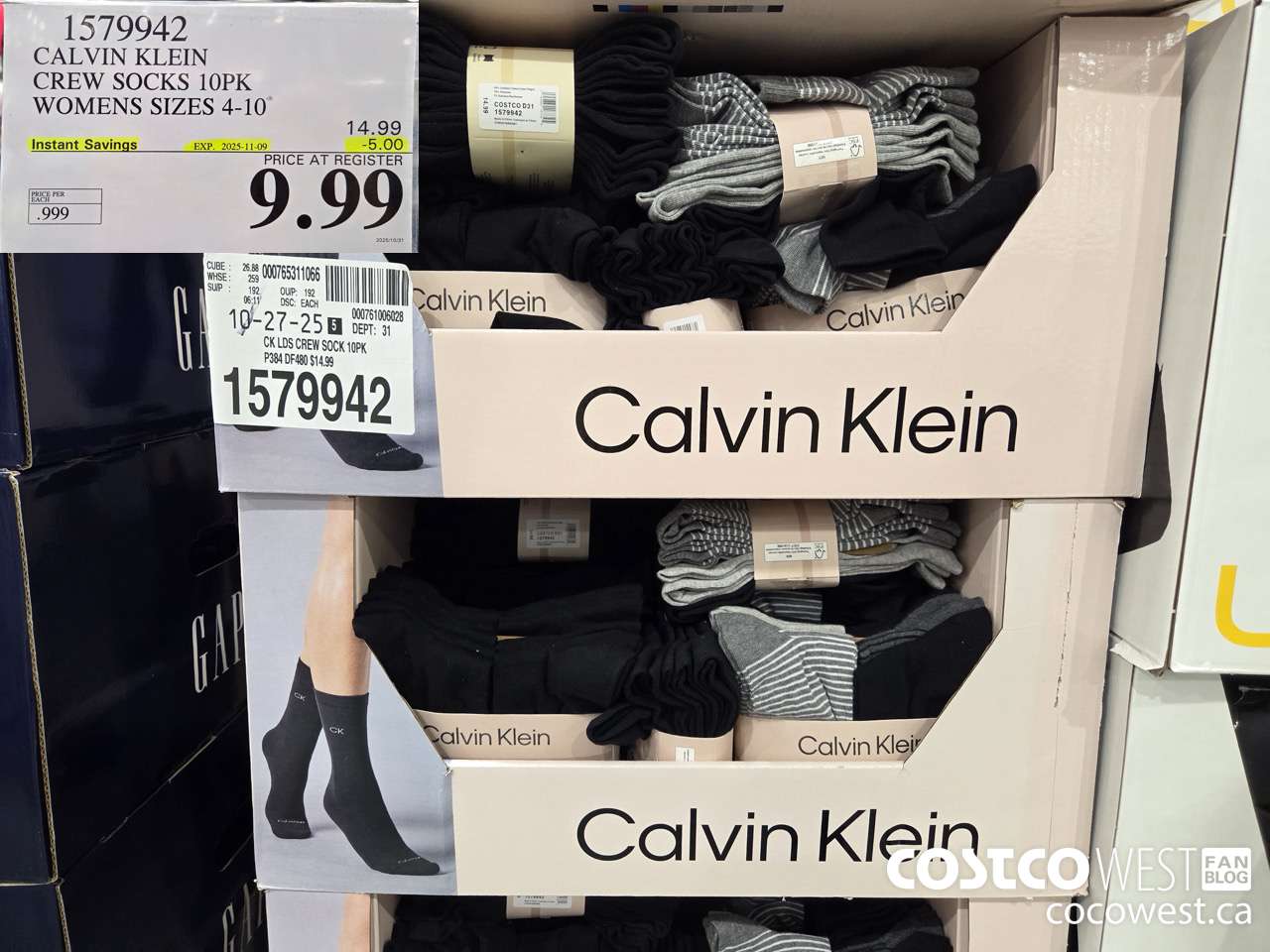 1579942 CALVIN KLEIN CREW SOCKS 10PK WOMENS SIZES 4-10 ($5.00 INSTANT SAVINGS EXPIRES ON 2025-11-09) $9.99