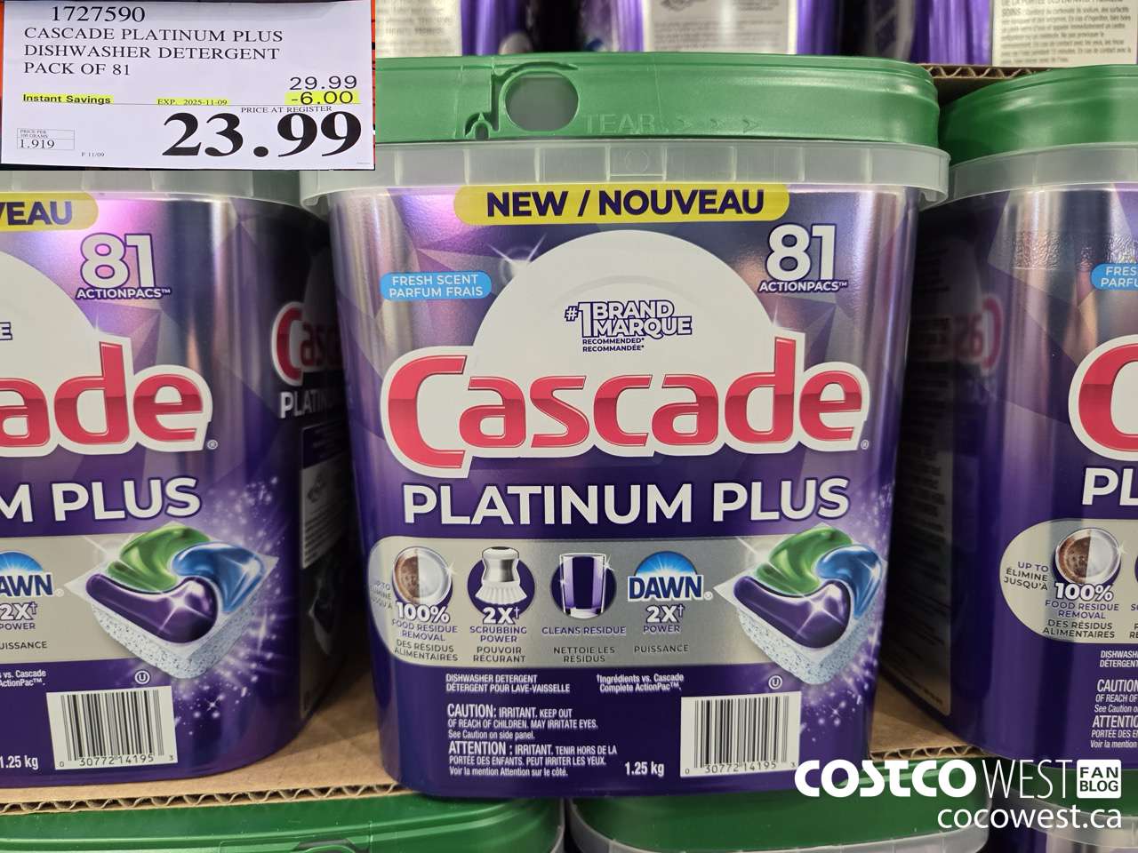 1727590 CASCADE PLATINUM PLUS DISHWASHER DETERGENT 81 TABS ($6.00 INSTANT SAVINGS EXPIRES ON 2025-11-09) $23.99