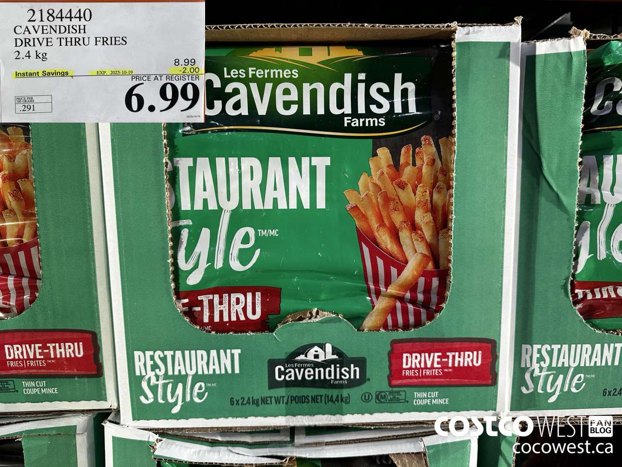 2184440 CAVENDISH DRIVE THRU FRIES 2.4KG ($2.00 INSTANT SAVINGS EXPIRES ON 2025-10-19) $6.99
