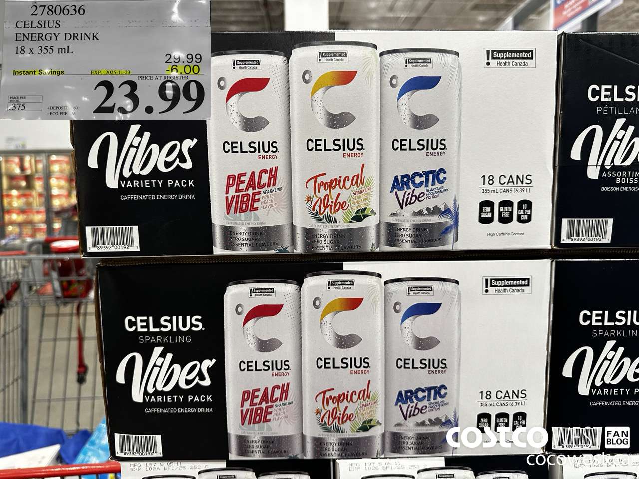 2780636 CELSIUS ENERGY DRINK 18 X 355ML ($6.00 INSTANT SAVINGS EXPIRES ON 2025-11-23) $23.99