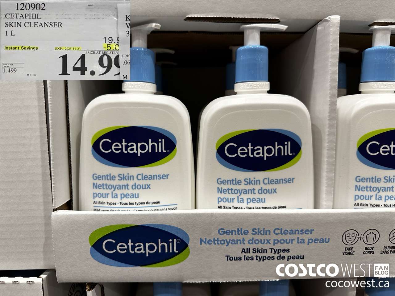 120902 CETAPHIL SKIN CLEANSER 1L ($5.00 INSTANT SAVINGS EXPIRES ON 2025-11-23) $14.99