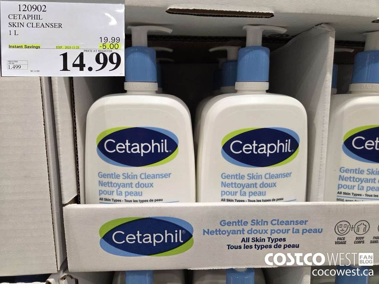 120902 CETAPHIL SKIN CLEANSER 1L ($5.00 INSTANT SAVINGS EXPIRES ON 2025-11-23) $14.99