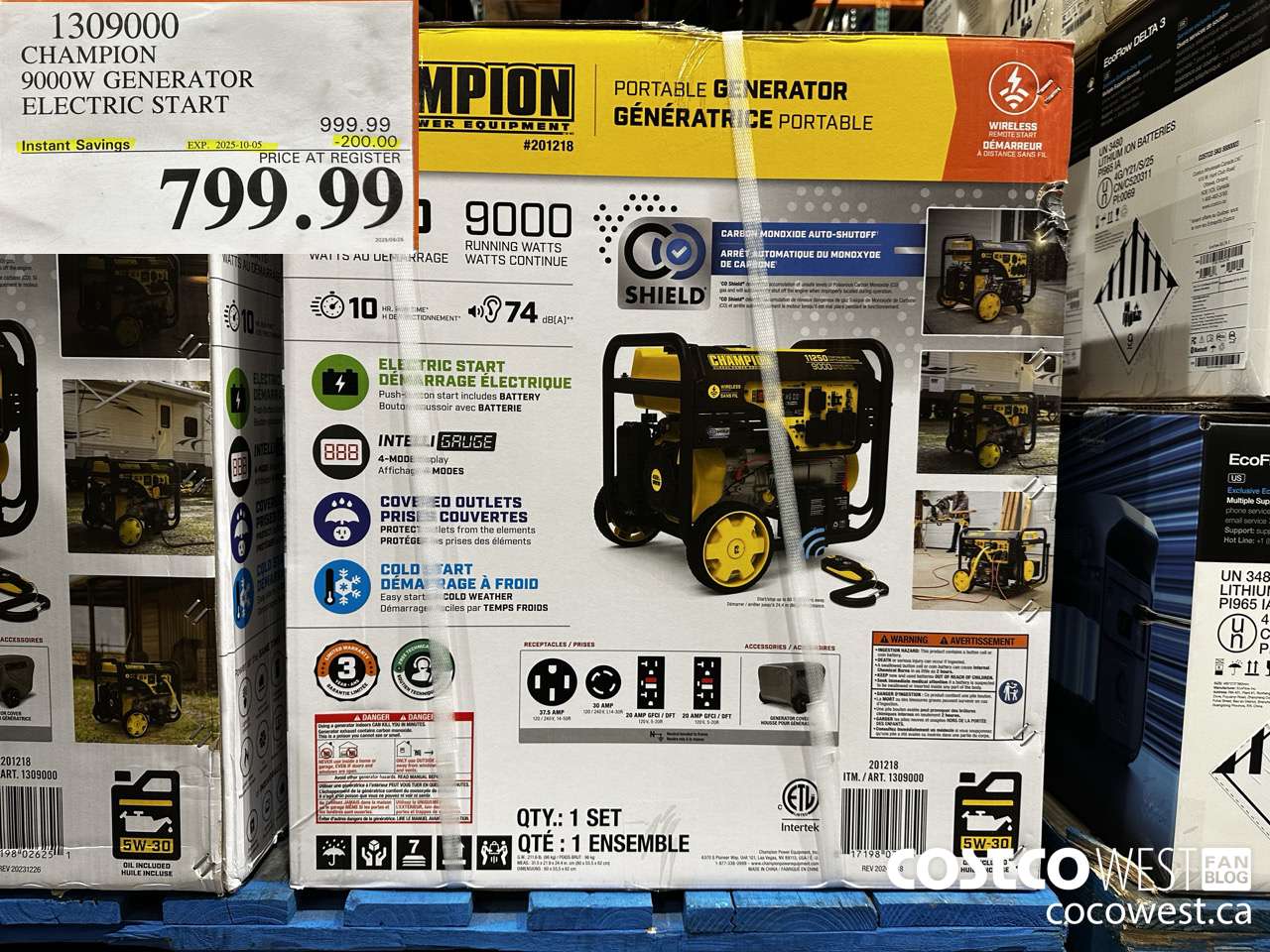 1309000 CHAMPION 9000W GENERATOR ELECTRIC START ($200.00 INSTANT SAVINGS EXPIRES ON 2025-10-05) $799.99