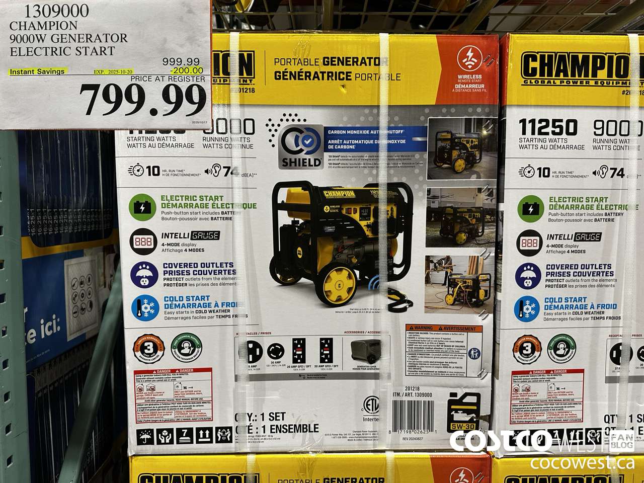 1309000 CHAMPION 9000W GENERATOR ELECTRIC START ($200.00 INSTANT SAVINGS EXPIRES ON 2025-10-20) $799.99
