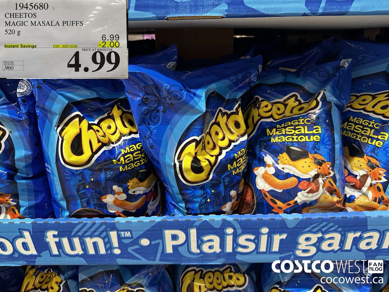 1945680 CHEETOS MAGIC MASALA PUFFS 520G ($2.00 INSTANT SAVINGS EXPIRES ON 2025-10-20) $4.99