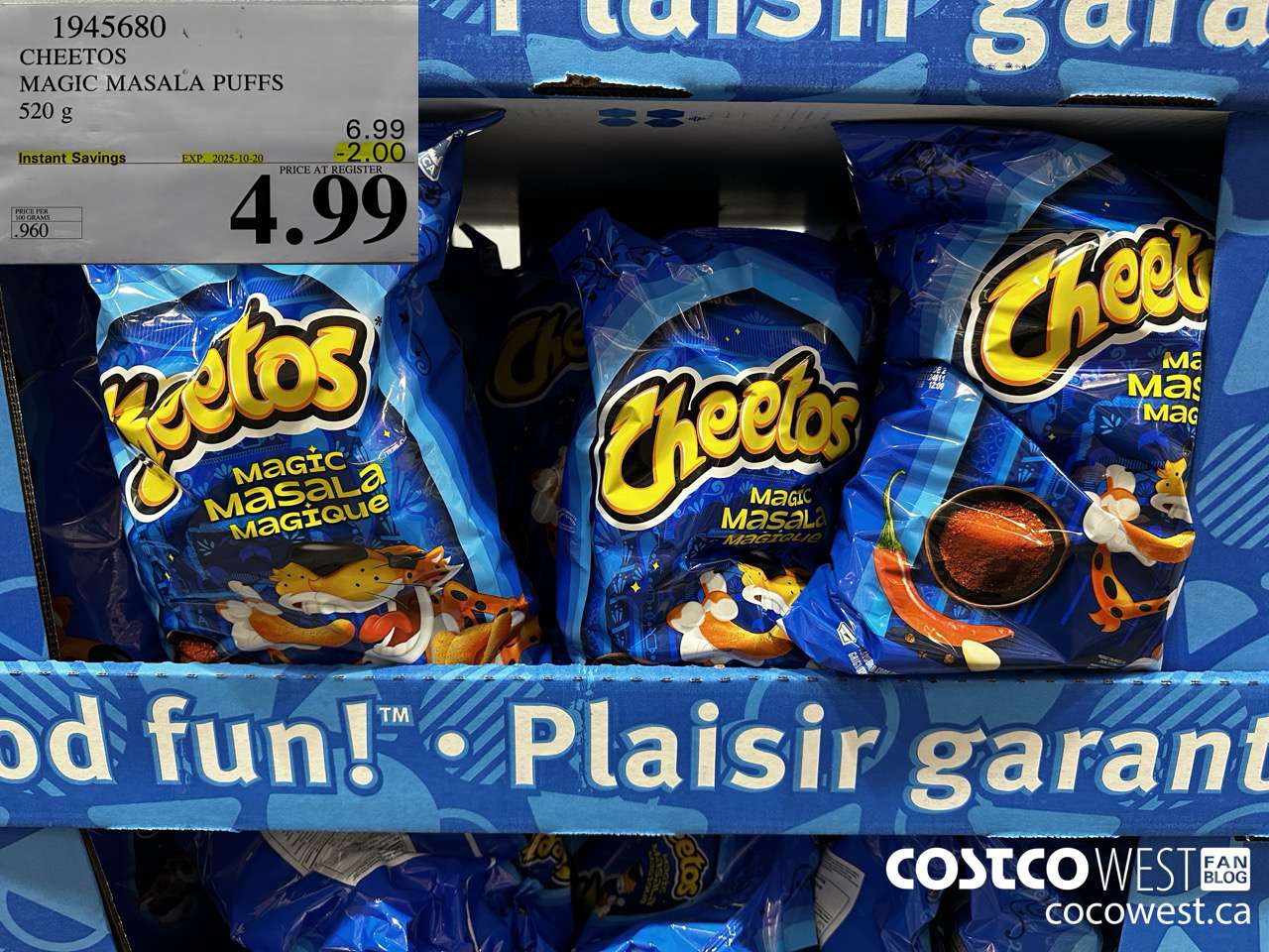 1945680 CHEETOS MAGIC MASALA PUFFS 520G ($2.00 INSTANT SAVINGS EXPIRES ON 2025-10-20) $4.99