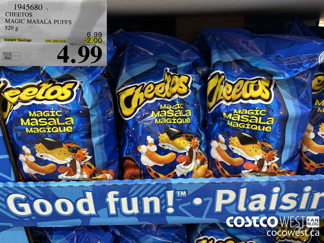 1945680 CHEETOS MAGIC MASALA PUFFS 520G ($2.00 INSTANT SAVINGS EXPIRES ON 2025-10-20) $4.99