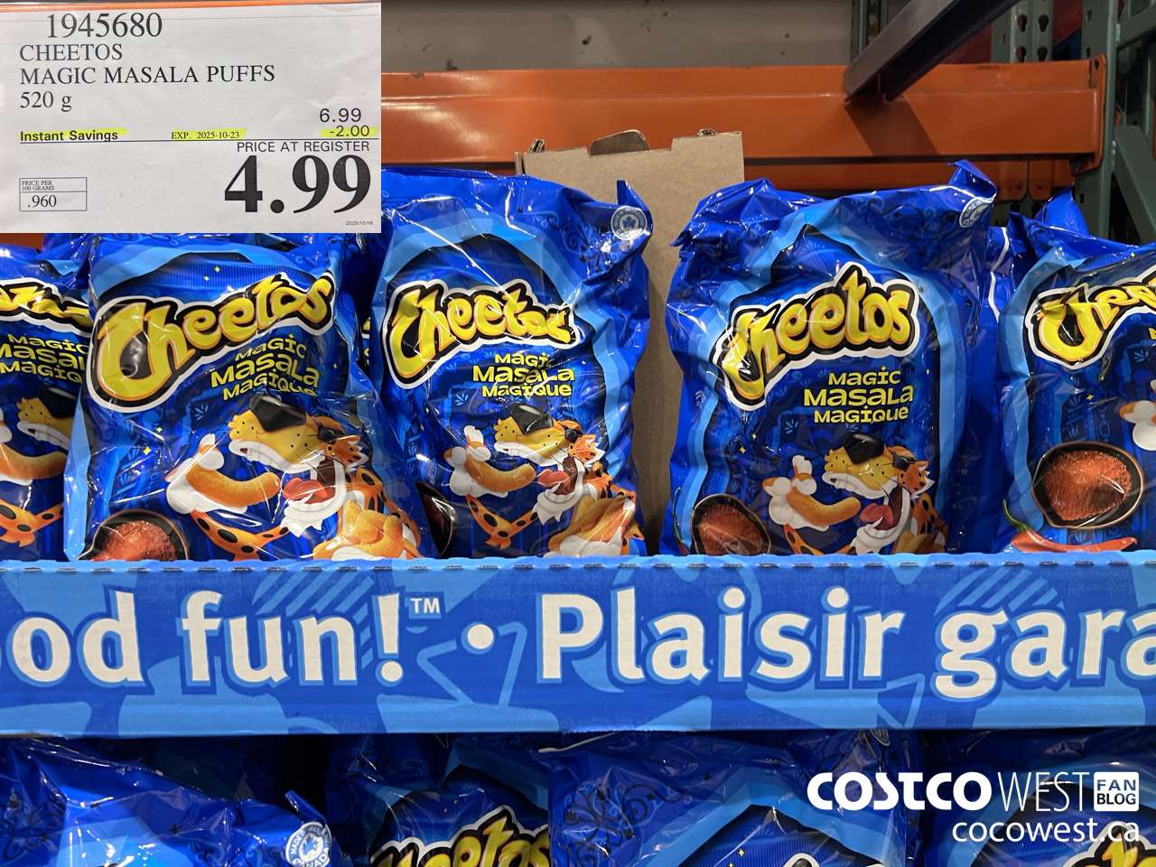 1945680 CHEETOS MAGIC MASALA PUFFS 520G ($2.00 INSTANT SAVINGS EXPIRES ON 2025-10-23) $4.99
