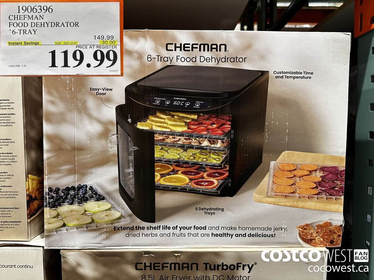 1906396 CHEFMAN FOOD DEHYDRATOR 6-TRAY ($30.00 INSTANT SAVINGS EXPIRES ON 2025-10-05) $119.99