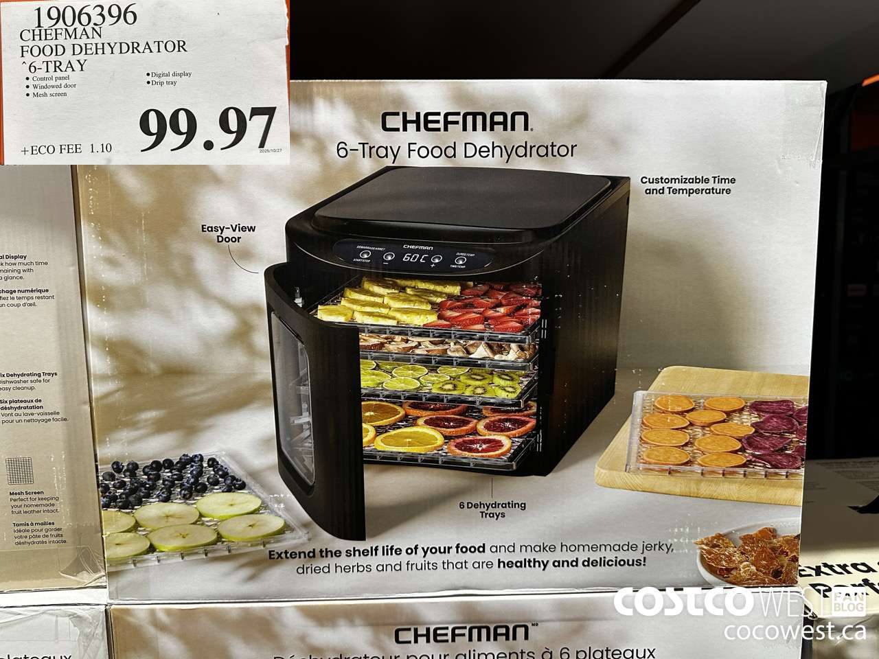 1906396 CHEFMAN FOOD DEHYDRATOR 6-TRAY $99.97