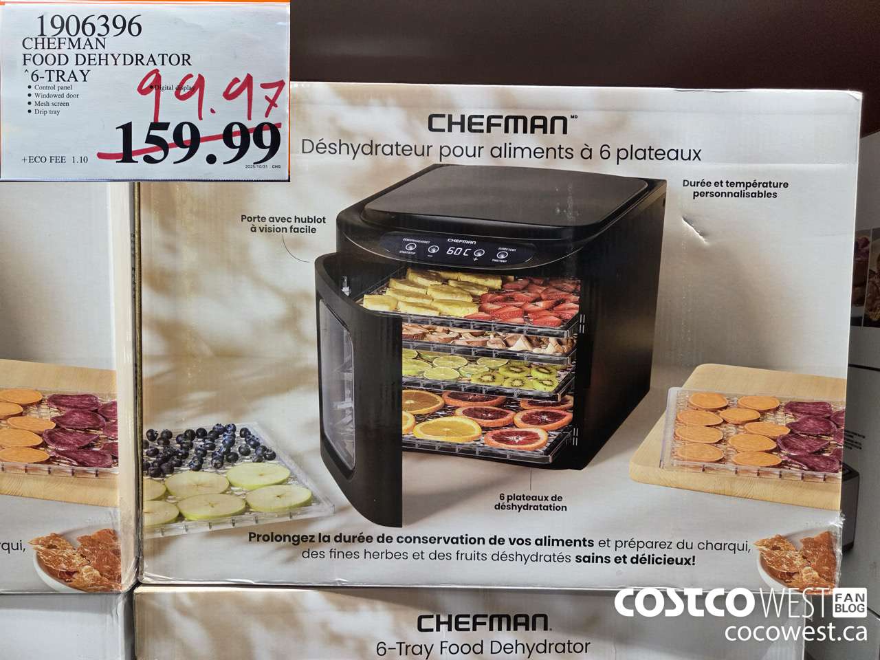 1906396 CHEFMAN FOOD DEHYDRATOR 6-TRAY $99.97
