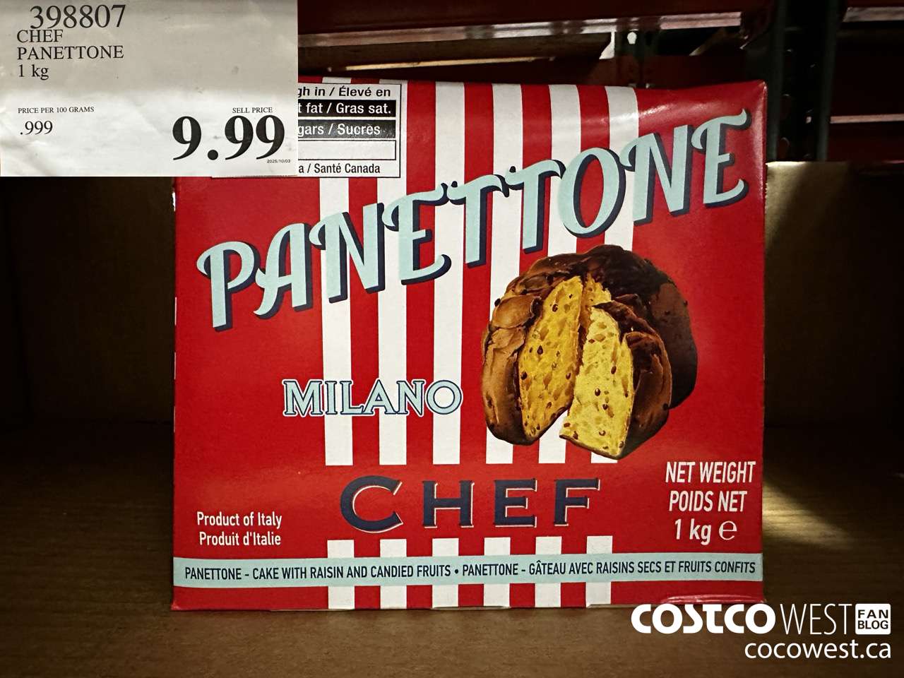 398807 CHEF PANETTONE 1 kg $9.99