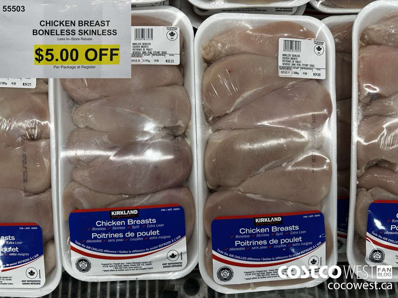 55503 CHICKEN BREASTS BONELESS SKINLESS ($5.00 INSTANT SAVINGS)