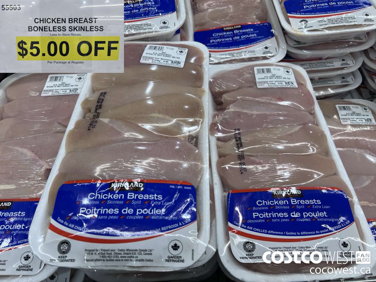 55503 CHICKEN BREASTS BONELESS SKINLESS ($5.00 INSTANT SAVINGS)