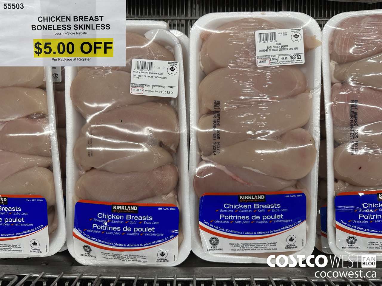 55503 CHICKEN BREASTS BONELESS SKINLESS ($5.00 INSTANT SAVINGS)