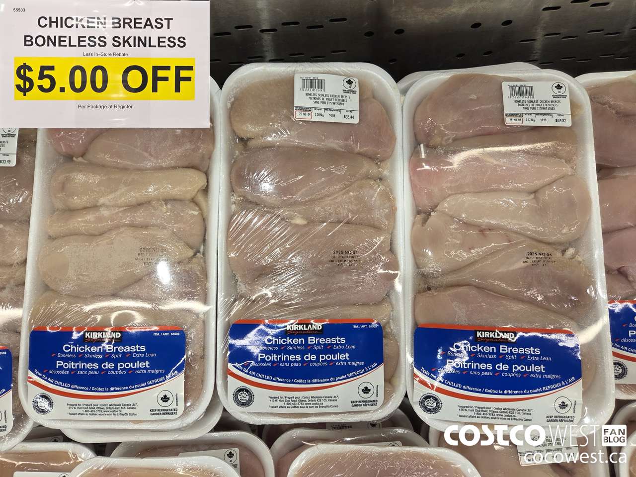 55503 CHICKEN BREASTS BONELESS SKINLESS ($5.00 INSTANT SAVINGS)