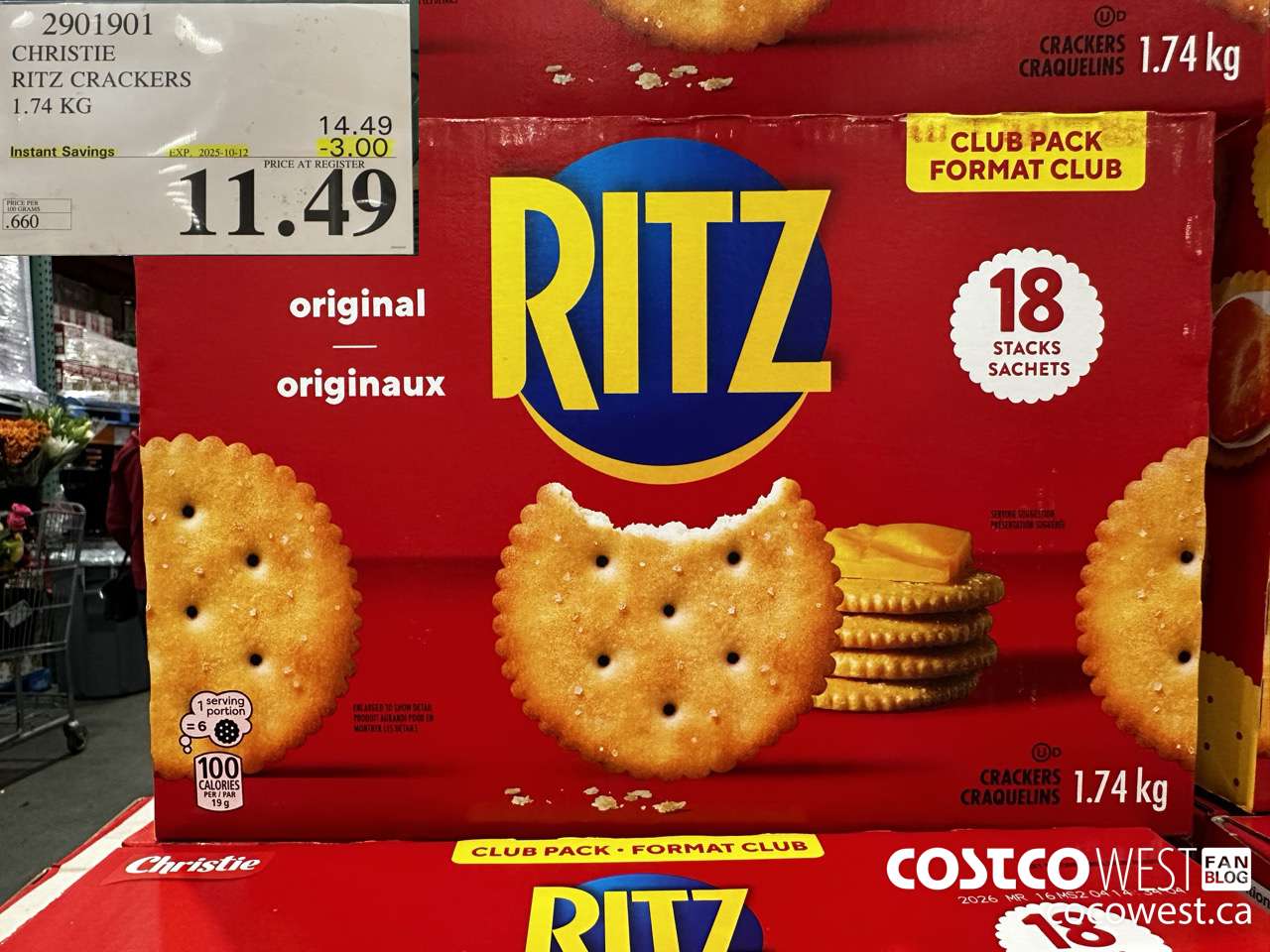 2901901 CHRISTIE RITZ CRACKERS 1.74KG ($3.00 INSTANT SAVINGS EXPIRES ON 2025-10-12) $11.49