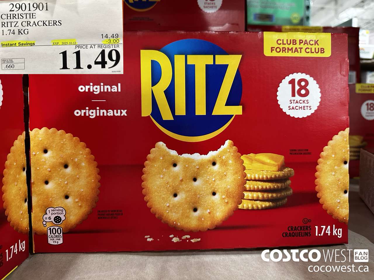 2901901 CHRISTIE RITZ CRACKERS 1.74KG ($3.00 INSTANT SAVINGS EXPIRES ON 2025-10-12) $11.49