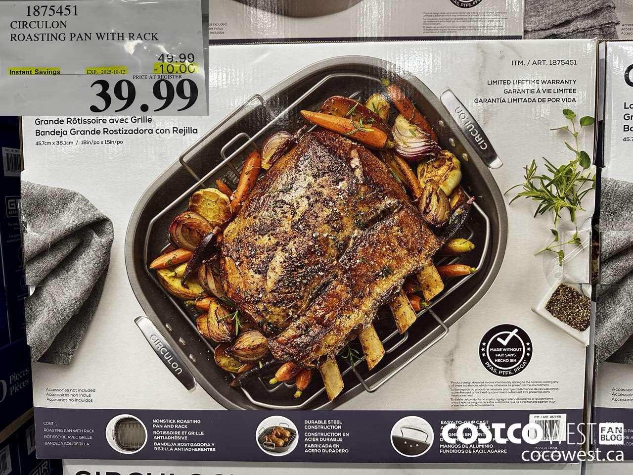 1875451 CIRCULON ROASTING PAN WITH RACK ($10.00 INSTANT SAVINGS EXPIRES ON 2025-10-12) $39.99