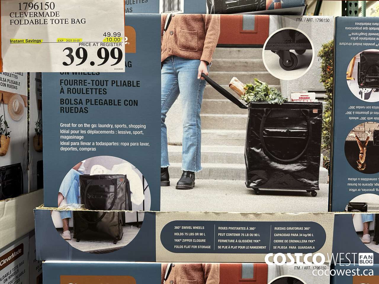 1796150 CLEVERMADE FOLDABLE TOTE BAG ($10.00 INSTANT SAVINGS EXPIRES ON 2025-10-05) $39.99