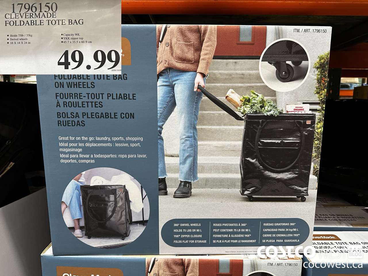 1796150 CLEVERMADE FOLDABLE TOTE BAG $49.99