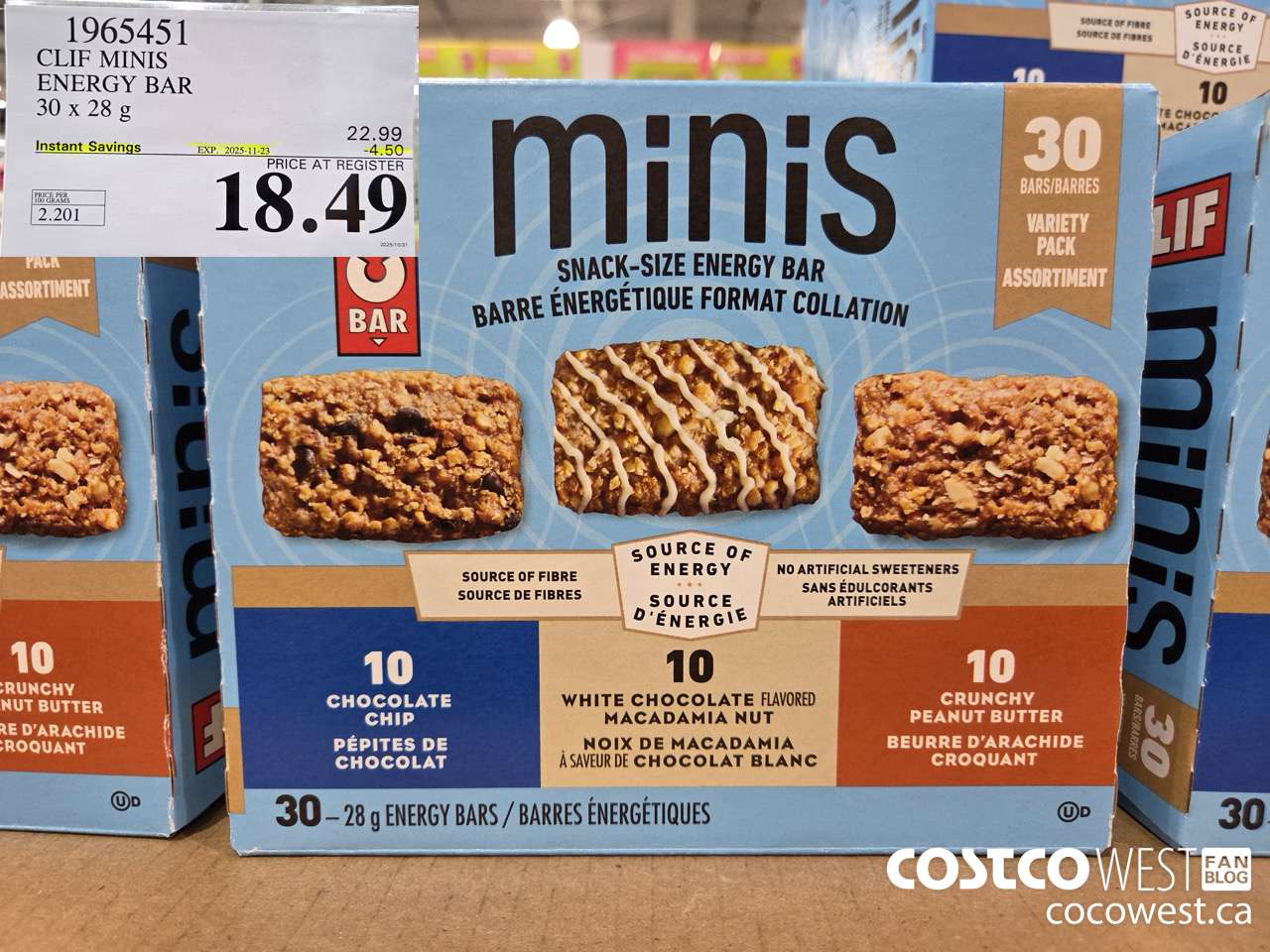 1965451 CLIFS MINIS ENERGY BAR 30 X 28G ($4.50 INSTANT SAVINGS EXPIRES ON 2025-11-23) $18.49