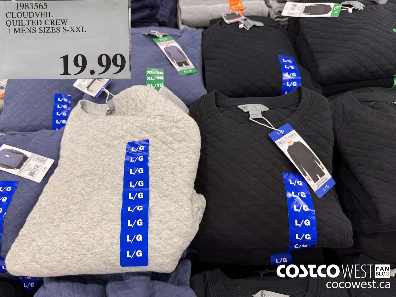 1983565 CLOUDVEIL QUILTED CREW MENS SIZES S-XXL $19.99