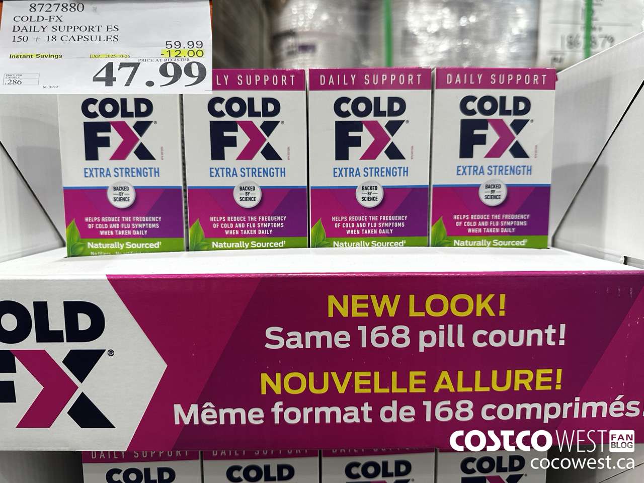 8727880 COLD-FX EXTRA STRENGTH DAILY DEFENSE 150 + 18 CAPSULES ($12.00 INSTANT SAVINGS EXPIRES ON 2025-10-26) $47.99