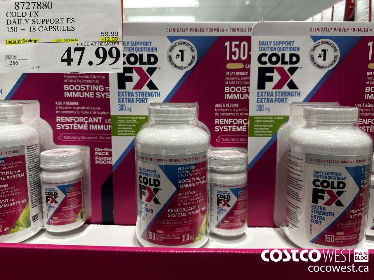 8727880 COLD-FX EXTRA STRENGTH DAILY DEFENSE 150 + 18 CAPSULES ($12.00 INSTANT SAVINGS EXPIRES ON 2025-10-26) $47.99