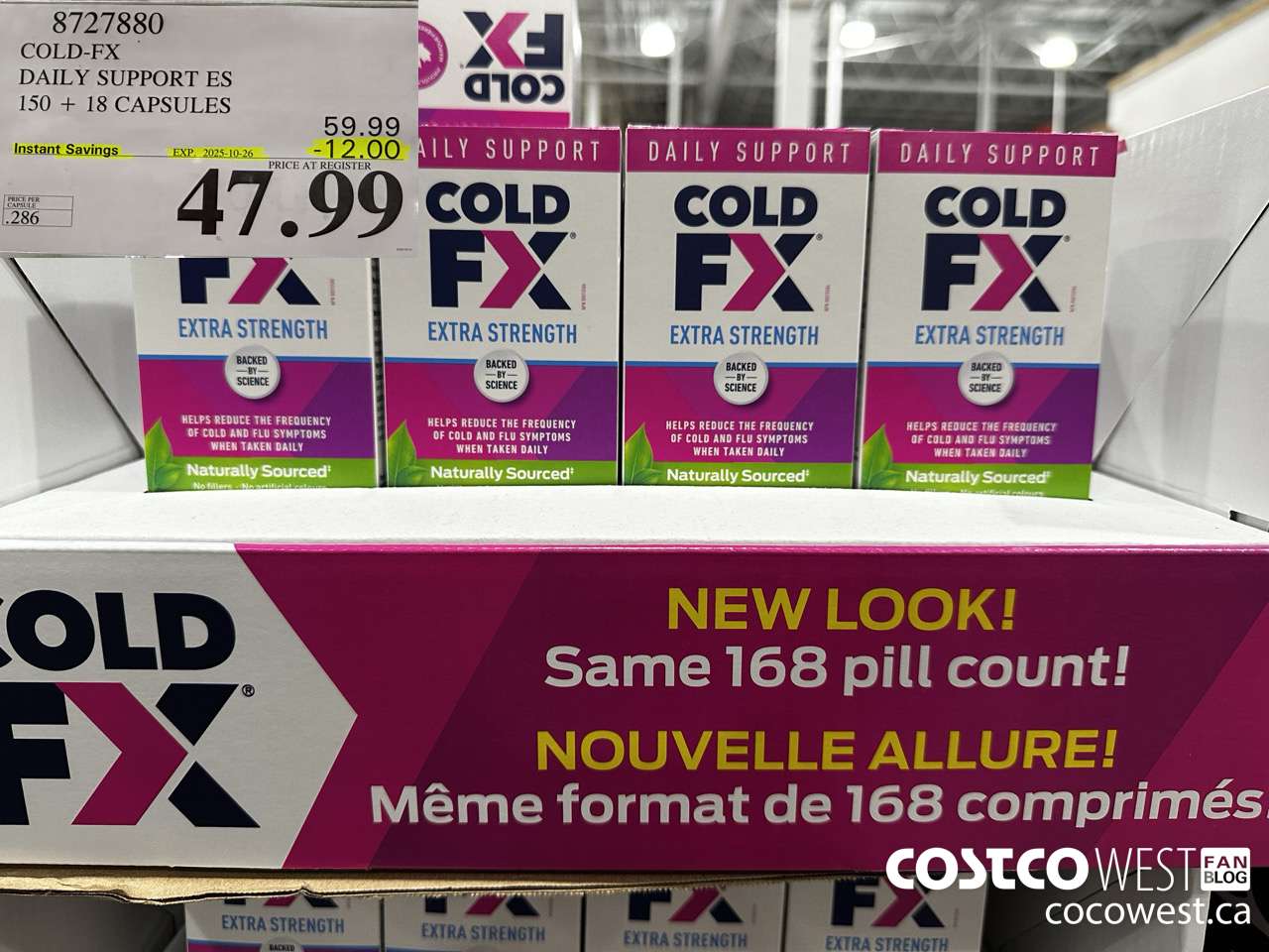 8727880 COLD-FX EXTRA STRENGTH DAILY DEFENSE 150 + 18 CAPSULES ($12.00 INSTANT SAVINGS EXPIRES ON 2025-10-26) $47.99