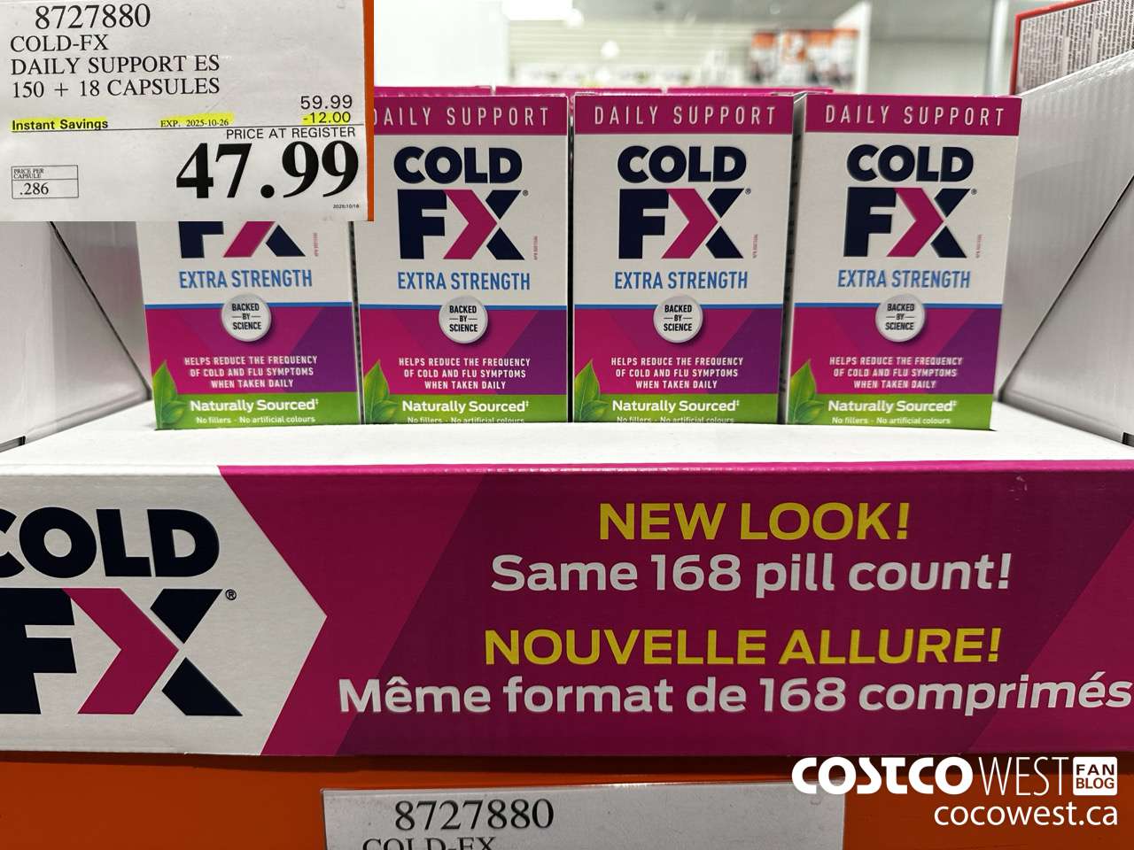 8727880 COLD-FX EXTRA STRENGTH DAILY DEFENSE 150 + 18 CAPSULES ($12.00 INSTANT SAVINGS EXPIRES ON 2025-10-26) $47.99