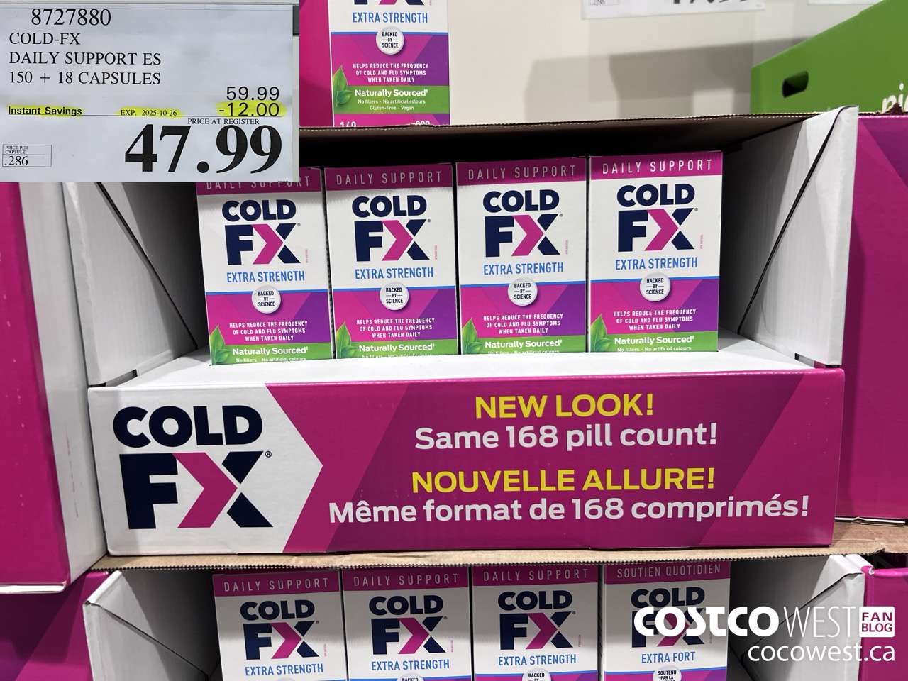 8727880 COLD-FX EXTRA STRENGTH DAILY DEFENSE 150 + 18 CAPSULES ($12.00 INSTANT SAVINGS EXPIRES ON 2025-10-26) $47.99