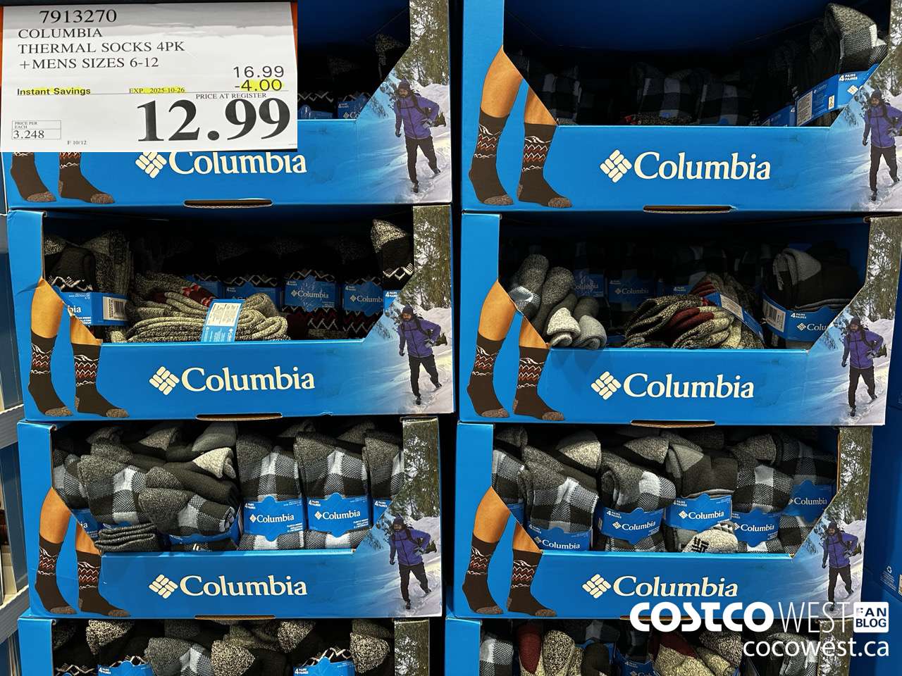 7913270 COLUMBIA THERMAL SOCKS 4PK MENS SIZES 6-12 ($4.00 INSTANT SAVINGS EXPIRES ON 2025-10-26) $12.99