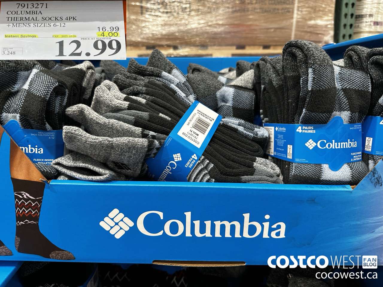 7913271 COLUMBIA THERMAL SOCKS 4PK MENS SIZES 6-12 ($4.00 INSTANT SAVINGS EXPIRES ON 2025-10-26) $12.99