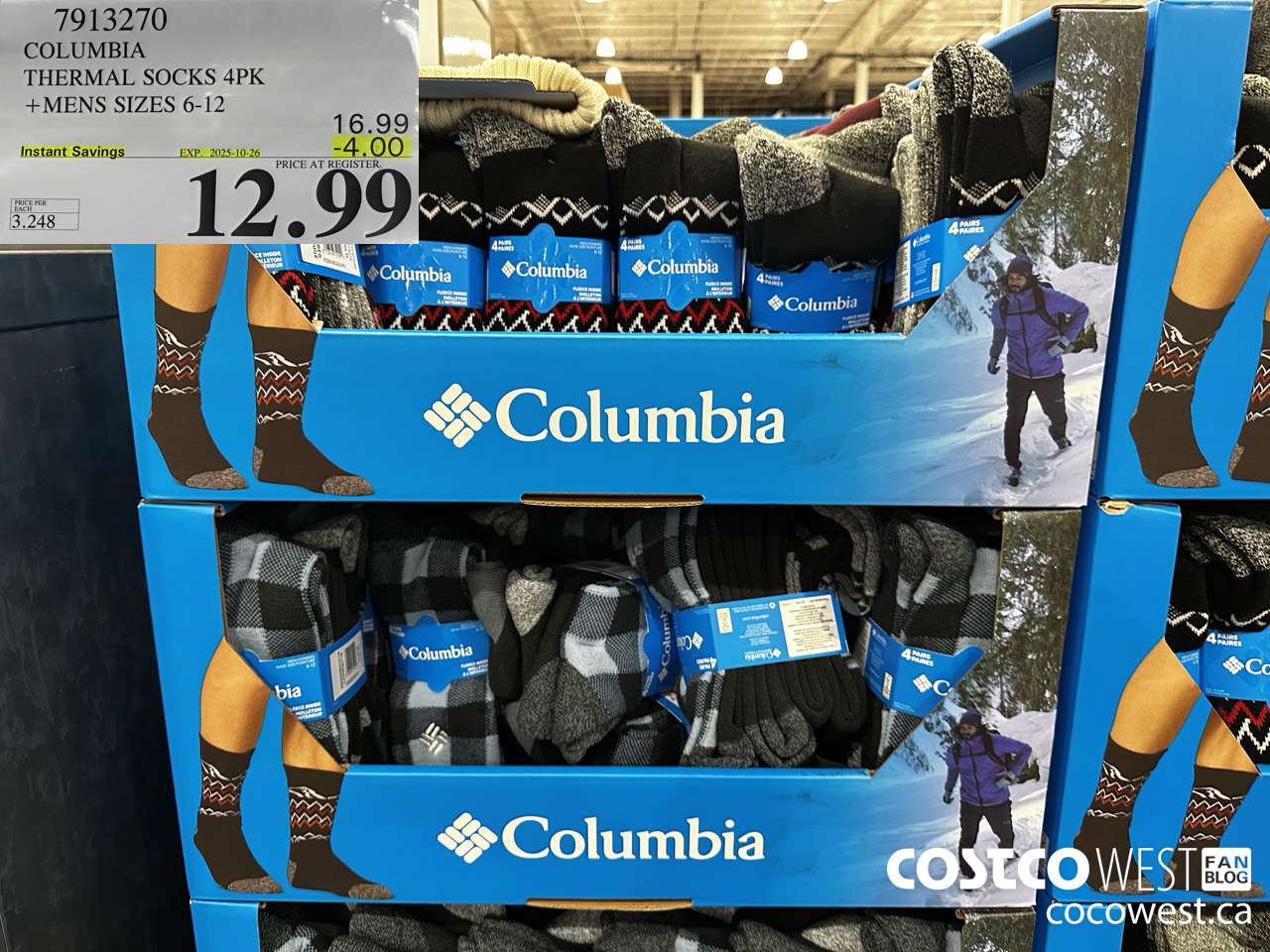 7913270 COLUMBIA THERMAL SOCKS 4PK MENS SIZES 6-12 ($4.00 INSTANT SAVINGS EXPIRES ON 2025-10-26) $12.99