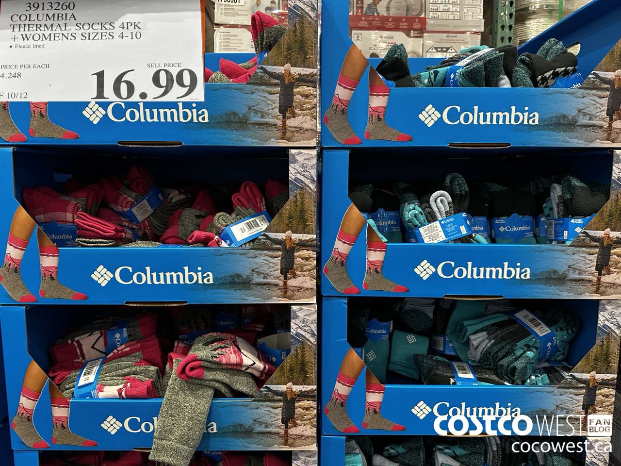 3913260 COLUMBIA THERMAL SOCKS 4PK WOMENS SIZES 4-10 $16.99