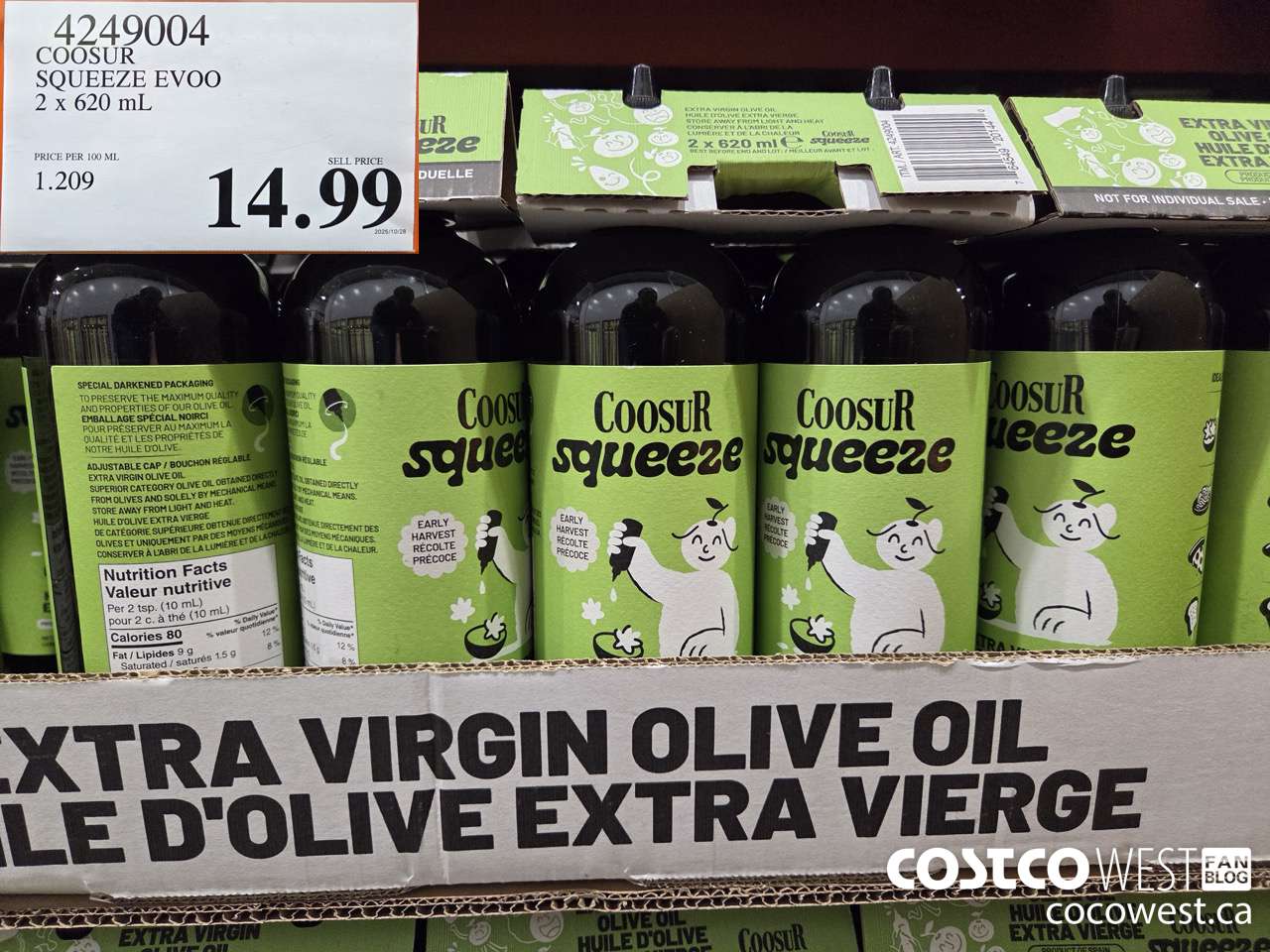 4249004 COOSUR SQUEEZE EVOO 2 X 620ML $14.99