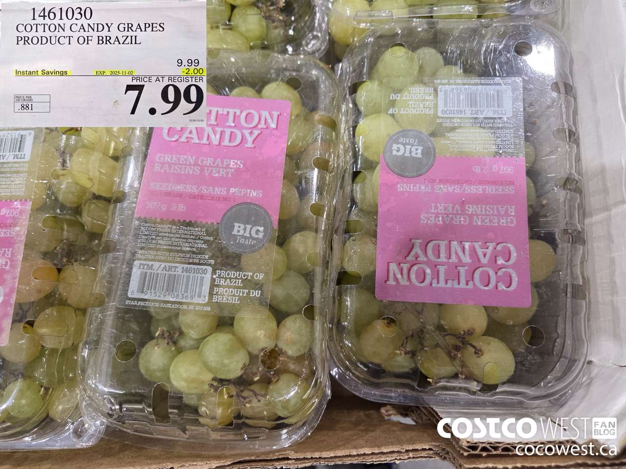 1461030 COTTON CANDY GRAPES PRODUCT OF BRAZIL ($2.00 INSTANT SAVINGS EXPIRES ON 2025-11-02) $7.99