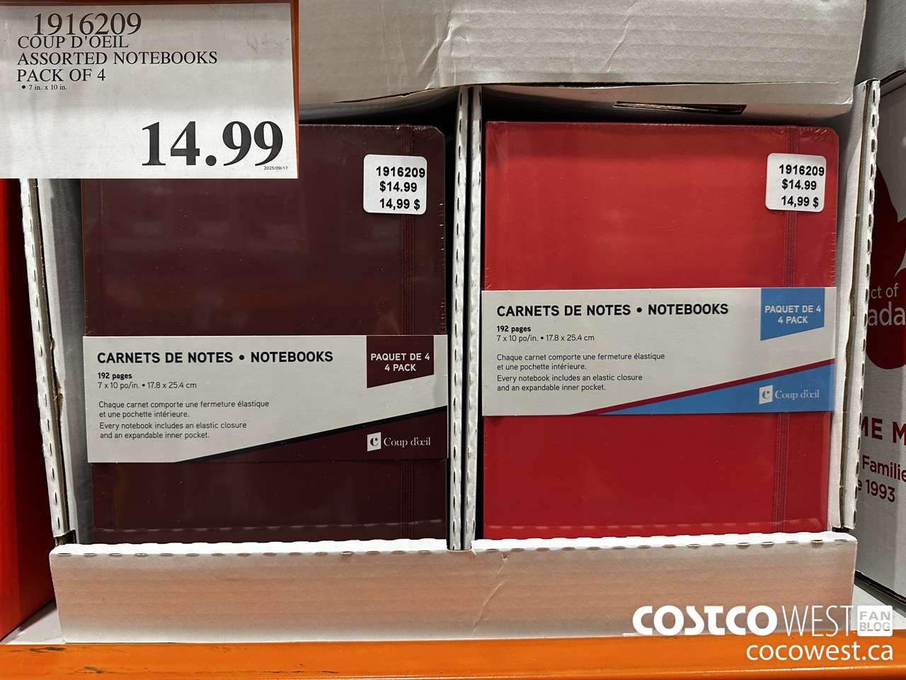 1916209 COUP D'OEIL ASSORTED NOTEBOOKS 7 X 10 4-PACK $14.99